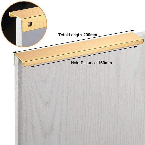 Planet Gates 371104 Gold-Length 200mm Fashion Black Hidden Cabinet Handles Aluminum Alloy Kitchen Handles Cupboard Pulls Drawer Knobs Furniture Room Door Hardware