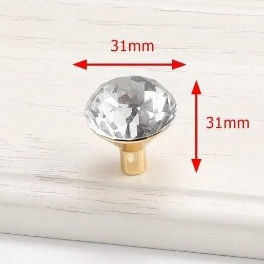 Planet Gates 371104 Gold Single Hole- B Luxury Diamond Crystal Handles Shoebox Cabinet Handles Closet Dresser Drawer Knobs Wardrobe Pulls Pullers Furniture Hardware