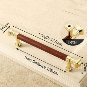 Planet Gates 371104 Handle-5052-128R Modern Gold Cabinet Knobs And Handles Red Leather Kitchen Handle Fashion Drawer Knobs Pulls Furniture Handle Door Hardware