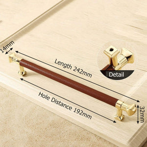 Planet Gates 371104 Handle-5052-192R Modern Gold Cabinet Knobs And Handles Red Leather Kitchen Handle Fashion Drawer Knobs Pulls Furniture Handle Door Hardware