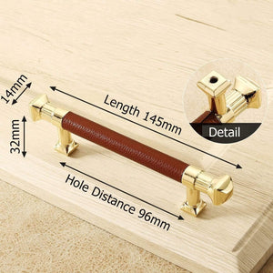 Planet Gates 371104 Handle-5052-96R Modern Gold Cabinet Knobs And Handles Red Leather Kitchen Handle Fashion Drawer Knobs Pulls Furniture Handle Door Hardware