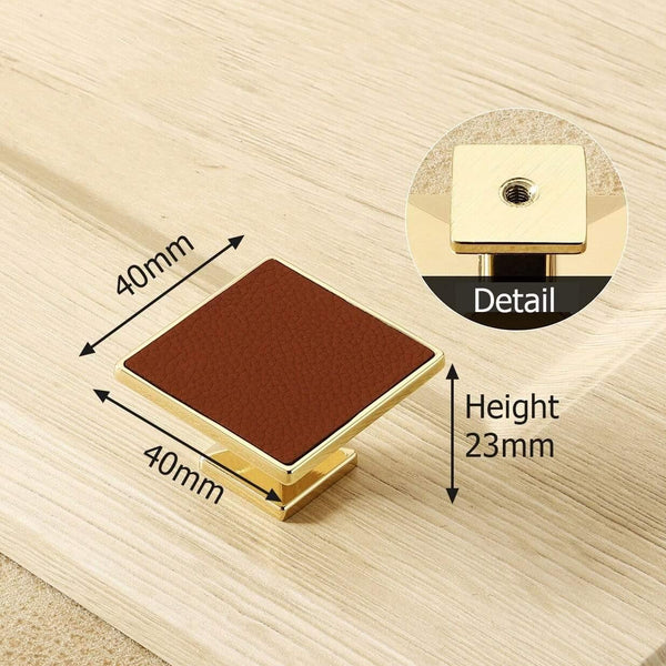 Planet Gates 371104 Handle-5052R Modern Gold Cabinet Knobs And Handles Red Leather Kitchen Handle Fashion Drawer Knobs Pulls Furniture Handle Door Hardware