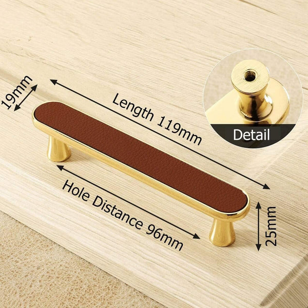 Planet Gates 371104 Handle-5053-96R Modern Gold Cabinet Knobs And Handles Red Leather Kitchen Handle Fashion Drawer Knobs Pulls Furniture Handle Door Hardware