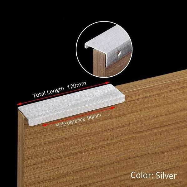 Planet Gates 371104 Silver-Length 120mm Fashion Black Hidden Cabinet Handles Aluminum Alloy Kitchen Handles Cupboard Pulls Drawer Knobs Furniture Room Door Hardware