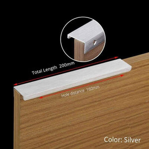 Planet Gates 371104 Silver-Length 200mm Fashion Black Hidden Cabinet Handles Aluminum Alloy Kitchen Handles Cupboard Pulls Drawer Knobs Furniture Room Door Hardware
