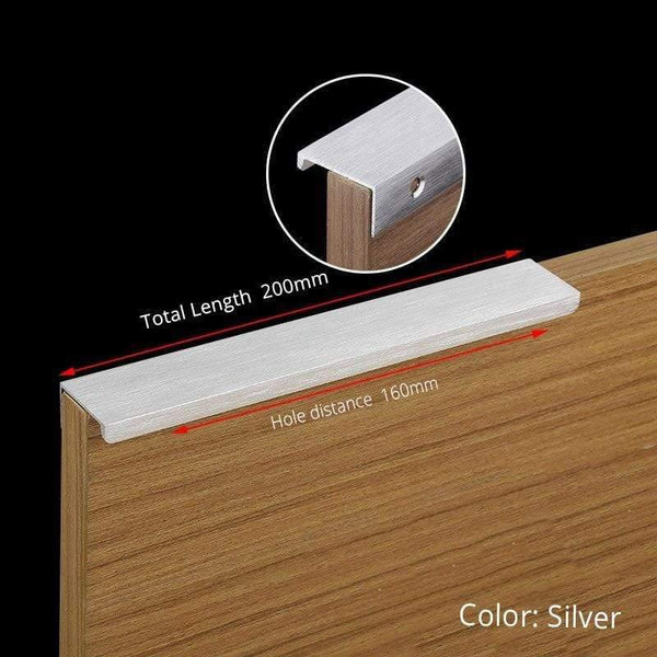 Planet Gates 371104 Silver-Length 200mm Fashion Black Hidden Cabinet Handles Aluminum Alloy Kitchen Handles Cupboard Pulls Drawer Knobs Furniture Room Door Hardware