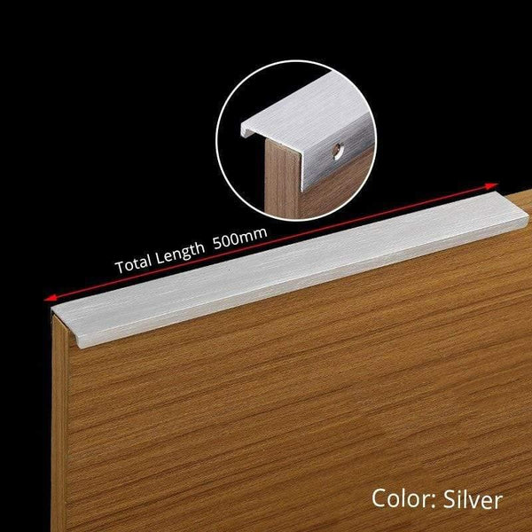 Planet Gates 371104 Silver-Length 500mm Fashion Black Hidden Cabinet Handles Aluminum Alloy Kitchen Handles Cupboard Pulls Drawer Knobs Furniture Room Door Hardware