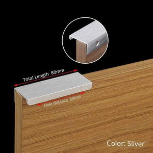 Planet Gates 371104 Silver-Length 80mm Fashion Black Hidden Cabinet Handles Aluminum Alloy Kitchen Handles Cupboard Pulls Drawer Knobs Furniture Room Door Hardware
