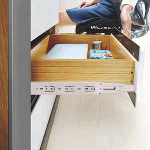 Planet Gates 371107 10" - 22" Stainless Steel Drawer Slides Soft Close Drawer Track Rail Sliding Three-Section Cabinet Slides Furniture Hardware