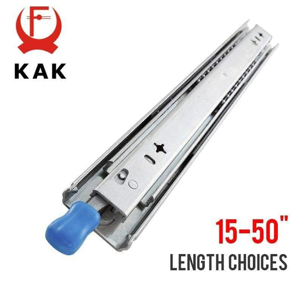 Planet Gates 371107 10" - 50" Drawer Runners With Lock Ball Bearing Three Fold Full Extension Heavy Duty Drawer Slide 53mm Wide Rail Hardware