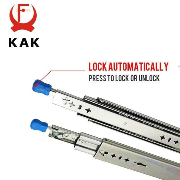 Planet Gates 371107 10" - 50" Drawer Runners With Lock Ball Bearing Three Fold Full Extension Heavy Duty Drawer Slide 53mm Wide Rail Hardware