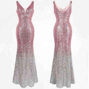 Planet Gates 382 pink silver / 18 Angel-fashions Sequined Gradient Sash Hollow Out Celebrity Dress Long Evening Dresses Blue 360 382