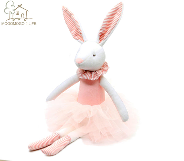 38cm Luxury Mogo Bunny Doll  Easter Gift Soft Toys 100% Handmade Stuffed Animal Ballerina Bunny Doll Princess Bunny Doll (Pink 38cm)