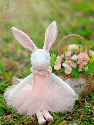 38cm Luxury Mogo Bunny Doll  Easter Gift Soft Toys 100% Handmade Stuffed Animal Ballerina Bunny Doll Princess Bunny Doll (Pink 38cm)