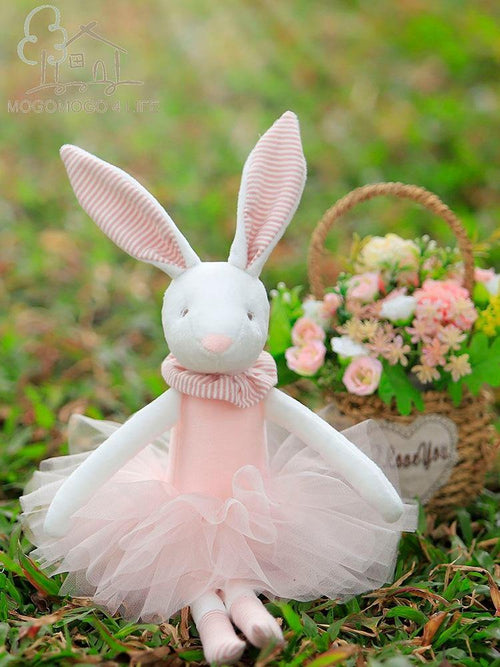 38cm Luxury Mogo Bunny Doll  Easter Gift Soft Toys 100% Handmade Stuffed Animal Ballerina Bunny Doll Princess Bunny Doll (Pink 38cm)