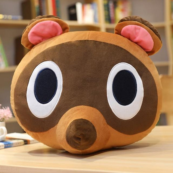 Planet Gates 38x36cm / round black eye Cartoon Crossing Toys Plush Pillow Animal Crossing Cosplay Kawaii Soft Raccoon Blinder Cute Raccoon For Children Kids Toys Gift