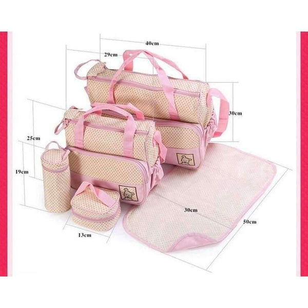 Planet Gates 39*28.5*17CM 5pcs Baby Diaper Bag Suits For Mom Baby Bottle Holder Mother  Stroller Maternity Nappy Bags Sets