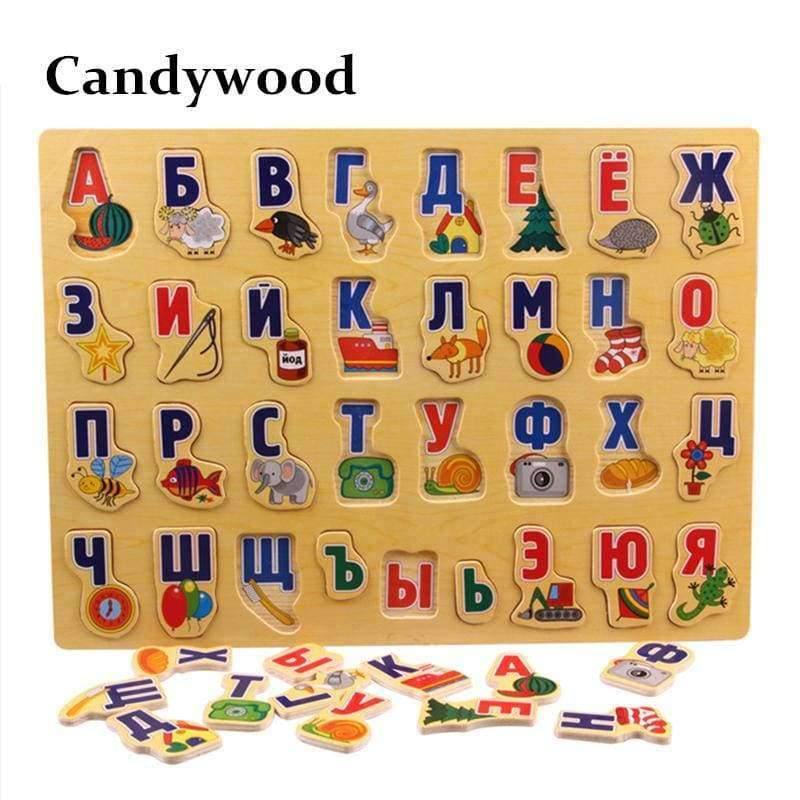 Planet Gates 39*29CM Large Puzzle Wooden Toys Russian Alphabet Puzzles Toys for Children Alphabet Grasp Board Kids Educational Developing Toy