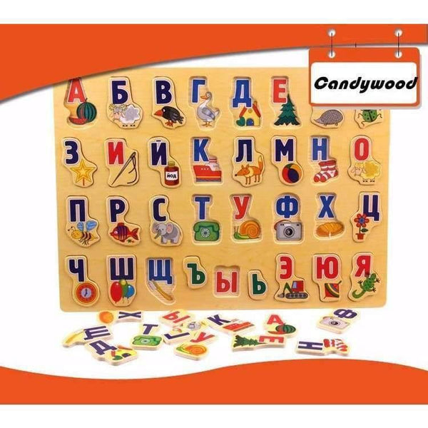 Planet Gates 39*29CM Large Puzzle Wooden Toys Russian Alphabet Puzzles Toys for Children Alphabet Grasp Board Kids Educational Developing Toy