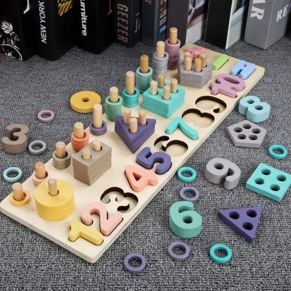 Planet Gates 399 Kids Montessori Educational Wooden Math Toys Children Busy Board Count Shape Colors Match Fishing Puzzle Learning Toys Gifts