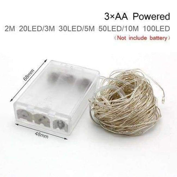 Planet Gates 3AA Battery String / Warm White / 10M 1-10M Silver Wire LED String lights night light Holiday lighting For Garland Fairy Christmas Tree Wedding Party Decoration