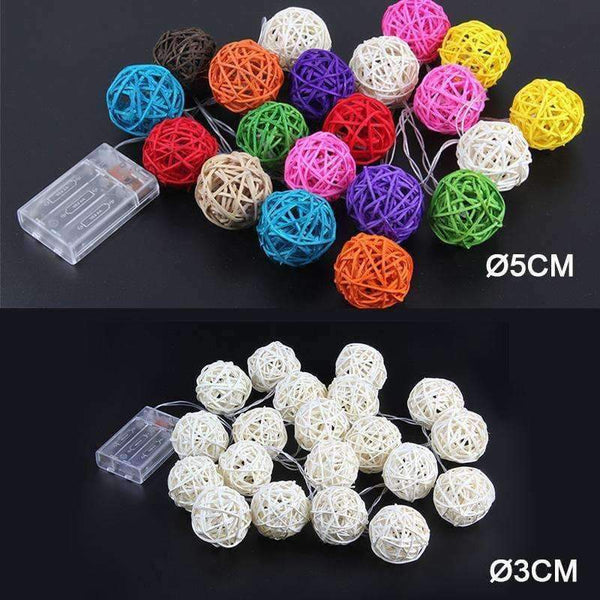 Planet Gates 3CM White RattanBall / Warm White Goodland 2M Rattan Ball LED String Light Fairy Lights Holiday Light for Party Wedding Christmas Garland Gerlyanda Decoration