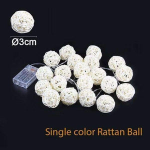 Planet Gates 3CM White RattanBall / Warm White Goodland 2M Rattan Ball LED String Light Fairy Lights Holiday Light for Party Wedding Christmas Garland Gerlyanda Decoration