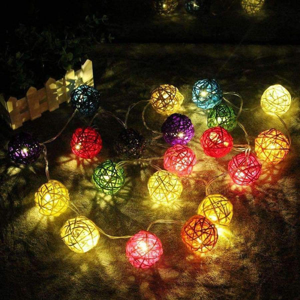Planet Gates 3CM White RattanBall / Warm White Goodland 2M Rattan Ball LED String Light Fairy Lights Holiday Light for Party Wedding Christmas Garland Gerlyanda Decoration