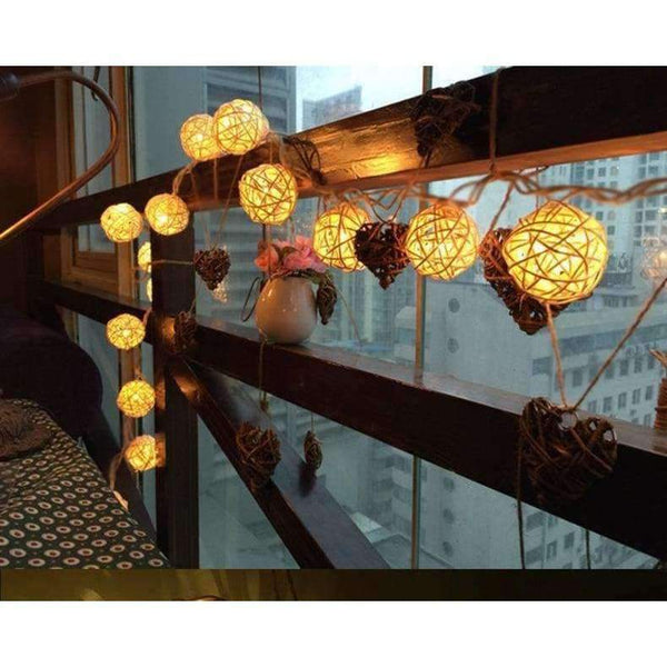Planet Gates 3CM White RattanBall / Warm White Goodland 2M Rattan Ball LED String Light Fairy Lights Holiday Light for Party Wedding Christmas Garland Gerlyanda Decoration