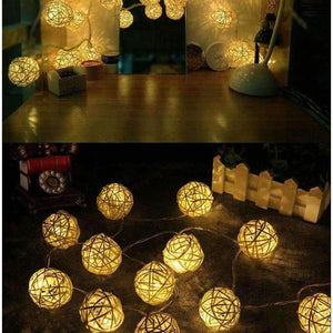 Planet Gates 3CM White RattanBall / Warm White Goodland 2M Rattan Ball LED String Light Fairy Lights Holiday Light for Party Wedding Christmas Garland Gerlyanda Decoration