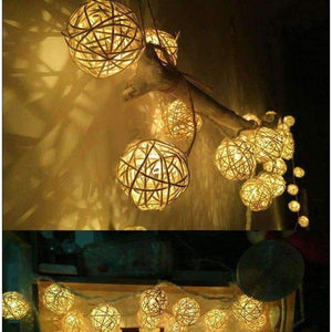 Planet Gates 3CM White RattanBall / Warm White Goodland 2M Rattan Ball LED String Light Fairy Lights Holiday Light for Party Wedding Christmas Garland Gerlyanda Decoration