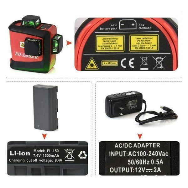 Planet Gates 3D 93T 12 Lines Laser Level Red Laser Beam Line Self-Leveling 360 Horizontal And Vertical Cross Super Powerful 3D Laser