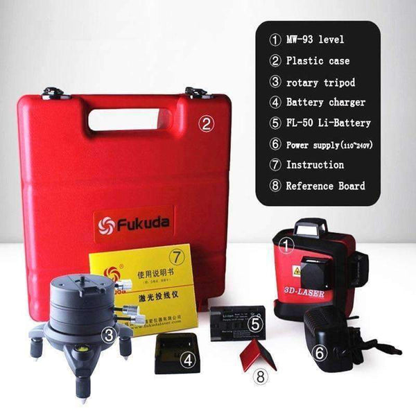 Planet Gates 3D 93T 12 Lines Laser Level Red Laser Beam Line Self-Leveling 360 Horizontal And Vertical Cross Super Powerful 3D Laser