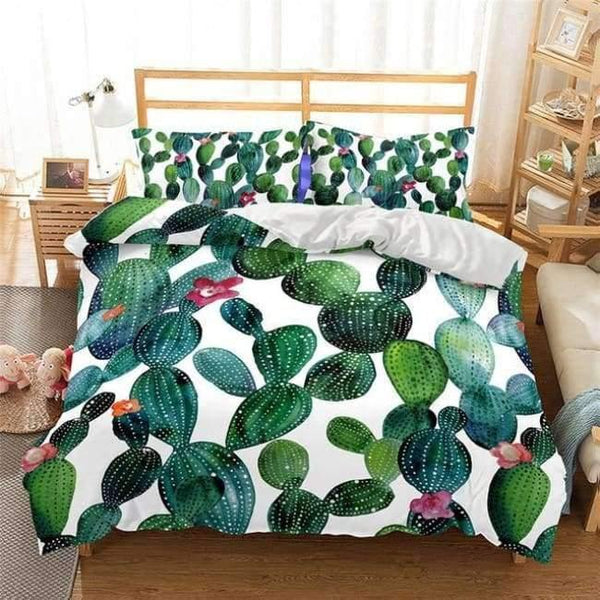 Planet Gates 3D Bedding Set Cactus Print Duvet cover set lifelike bedclothes with pillowcase bed set home Textiles #2-7