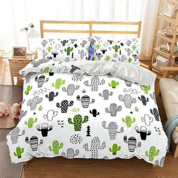 Planet Gates 3D Bedding Set Cactus Print Duvet cover set lifelike bedclothes with pillowcase bed set home Textiles #2-7
