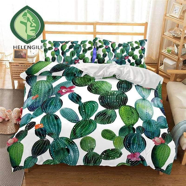 Planet Gates 3D Bedding Set Cactus Print Duvet cover set lifelike bedclothes with pillowcase bed set home Textiles #2-7