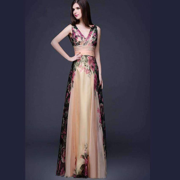 Planet Gates 3D Designs Spaghetti Strap Floral Print maxi dress Evening Gowns Floor Length vestidos de festa Chiffon Flower Long Party Dress