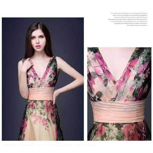 Planet Gates 3D Designs Spaghetti Strap Floral Print maxi dress Evening Gowns Floor Length vestidos de festa Chiffon Flower Long Party Dress