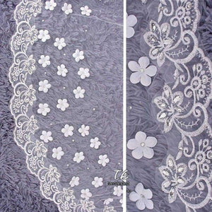 Planet Gates 3D Flowers Lace Applique with Silver Beading Ivory 3M Long Wedding Veil with Comb Long Bridal Head Veil Accessories