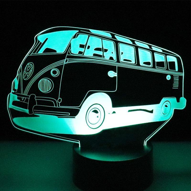 Planet Gates 3D LED Night Light Colorful Autobus Bus Car with 7 Colors Light for Home Decoration Lamp Amazing Visualization Optical Illusion