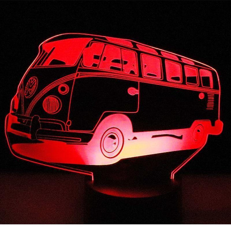 Planet Gates 3D LED Night Light Colorful Autobus Bus Car with 7 Colors Light for Home Decoration Lamp Amazing Visualization Optical Illusion