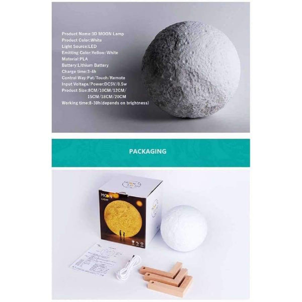 Planet Gates 3D Print Moon Lamp 3 Color Change Touch Switch Bedroom Bookcase LED Night Light Home Decor Creative Gift