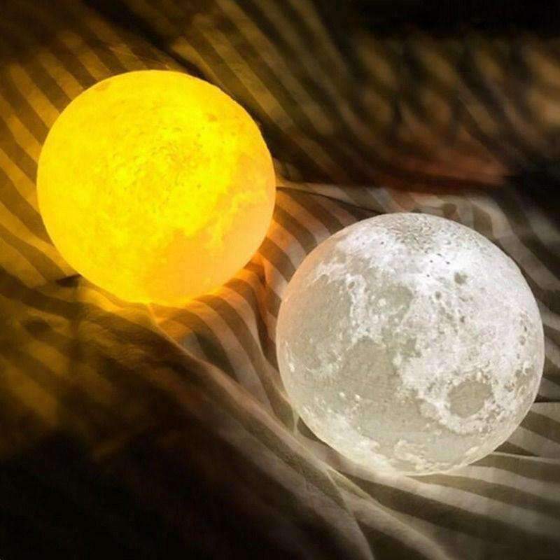 Planet Gates 3D Print Moon Lamp Color Change Touch Switch Rechargeable Light Bedroom Bookcase Night Light Home Decor Creative Gift