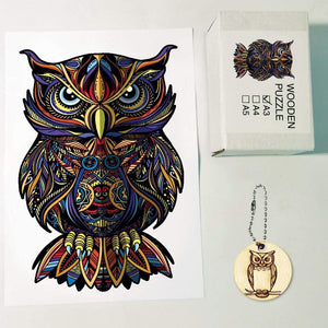 Planet Gates 3D Puzzle Board Game Montessori Educational Wooden Toys Puzzle Animal Jigsaw Puzzles Owl for Adult Kids Wooden Toy Gift