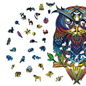 Planet Gates 3D Puzzle Board Game Montessori Educational Wooden Toys Puzzle Animal Jigsaw Puzzles Owl for Adult Kids Wooden Toy Gift