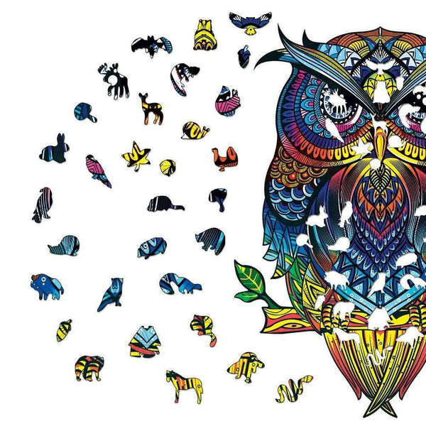 Planet Gates 3D Puzzle Board Game Montessori Educational Wooden Toys Puzzle Animal Jigsaw Puzzles Owl for Adult Kids Wooden Toy Gift