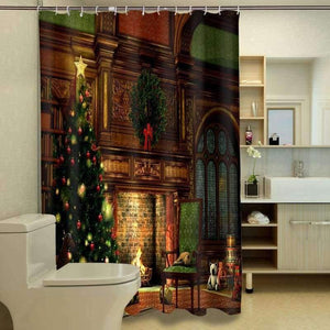 Planet Gates 3D Shower Curtains Christmas Door Wall Pattern Waterproof Fabric Bathroom Curtains Washable Bath Curtain Bathroom Products