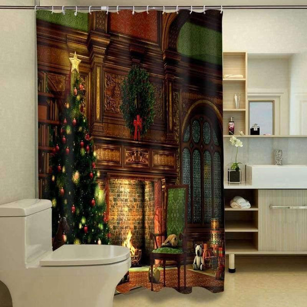 Planet Gates 3D Shower Curtains Christmas Door Wall Pattern Waterproof Fabric Bathroom Curtains Washable Bath Curtain Bathroom Products