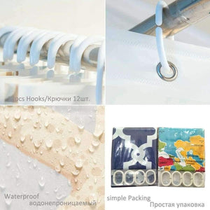 Planet Gates 3D Shower Curtains Christmas Door Wall Pattern Waterproof Fabric Bathroom Curtains Washable Bath Curtain Bathroom Products