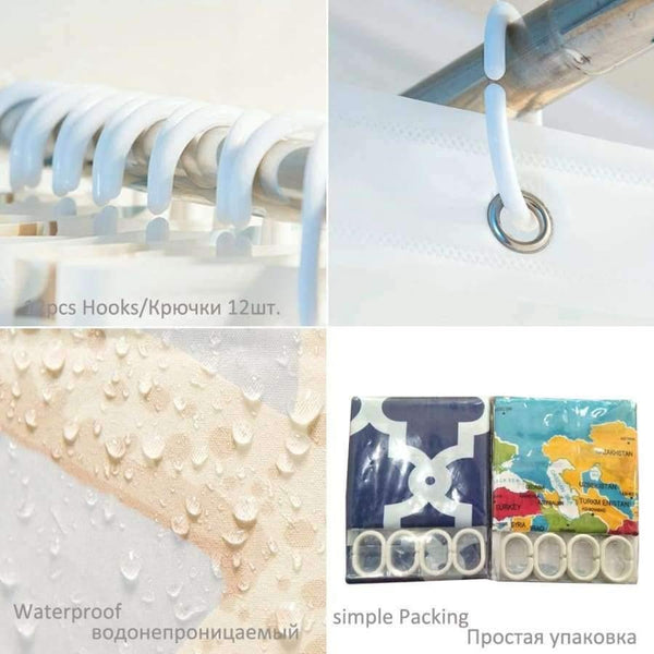 Planet Gates 3D Shower Curtains Christmas Door Wall Pattern Waterproof Fabric Bathroom Curtains Washable Bath Curtain Bathroom Products